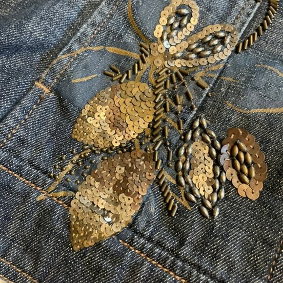 Coldwater Creek Embellished Beaded Denim Jean Jacket 14 - Picture 4 of 12